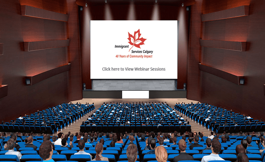 Virtual career fair auditorium