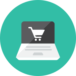 Animated laptop showing online shopping cart