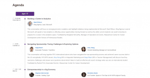 Agenda for virtual career event