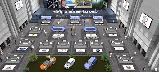 Trade show floor at Yallamotor's virtual auto show