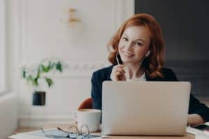 woman hosting a virtual event