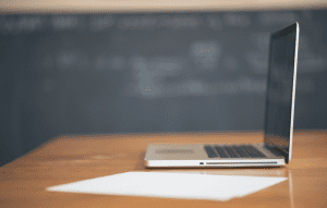 Blackboard and laptop 