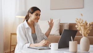 woman conducting video chat 