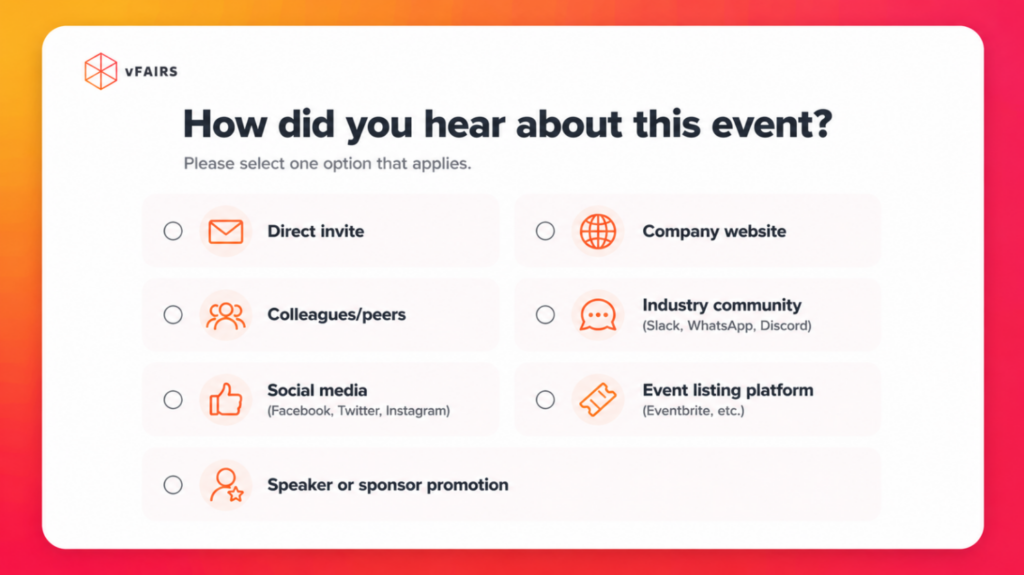 How did you learn about this event survey question