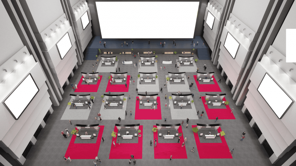 Virtual auditorium for sponsors participating in hybrid event exhibits