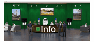 info desk at a virtual event with links to assistance options