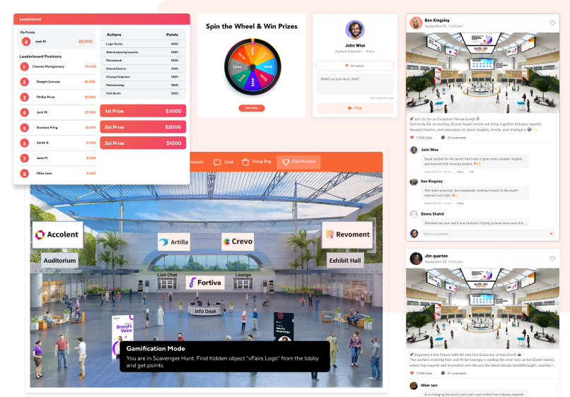 Make your event fun and interactive through multiple engagement features.
