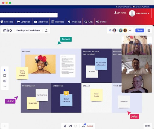 vfairs miro board integration for engagement