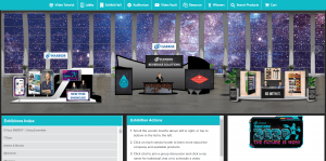 virtual event platform networking features example: exhibitor booths