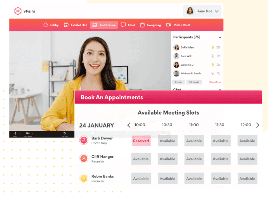 meeting scheduler feature in the vFairs platform