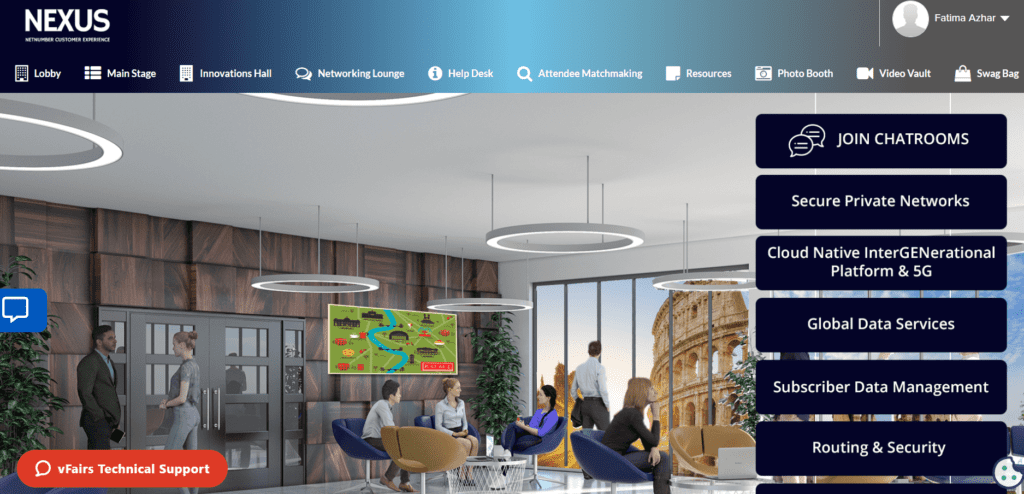 networking lounge at a vfairs virtual event