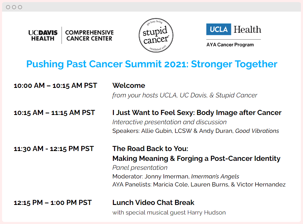 agenda for stupid cancer conference