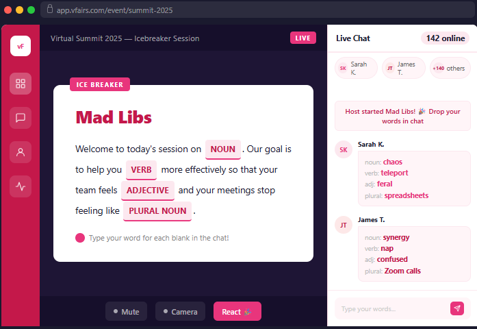 mad libs for virtual engagement
