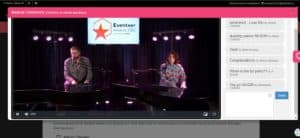 Screen capture of the Eventeer entertainment break featuring 2 piano players