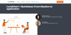 Image of Lucidchart webinar's speakers and a title saying "Lucidchart+Quickbase: From ideation to application"