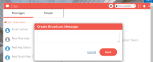 Chatroom widget with popup field to input your broadcasted message
