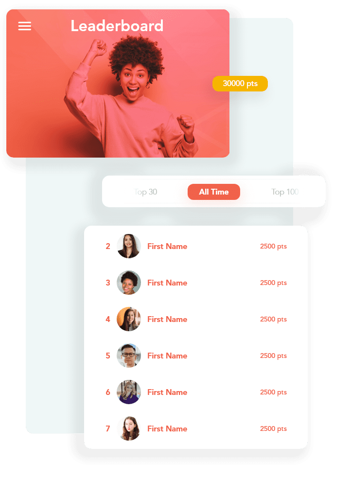 This illustration shows a Leaderboard in the vFairs virtual event platform.