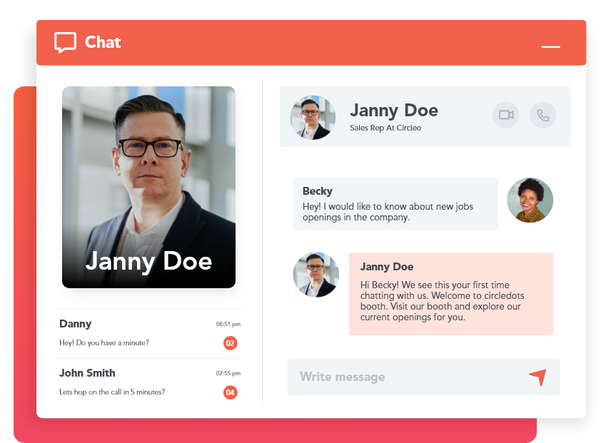 1;1 chat during a vFairs virtual event