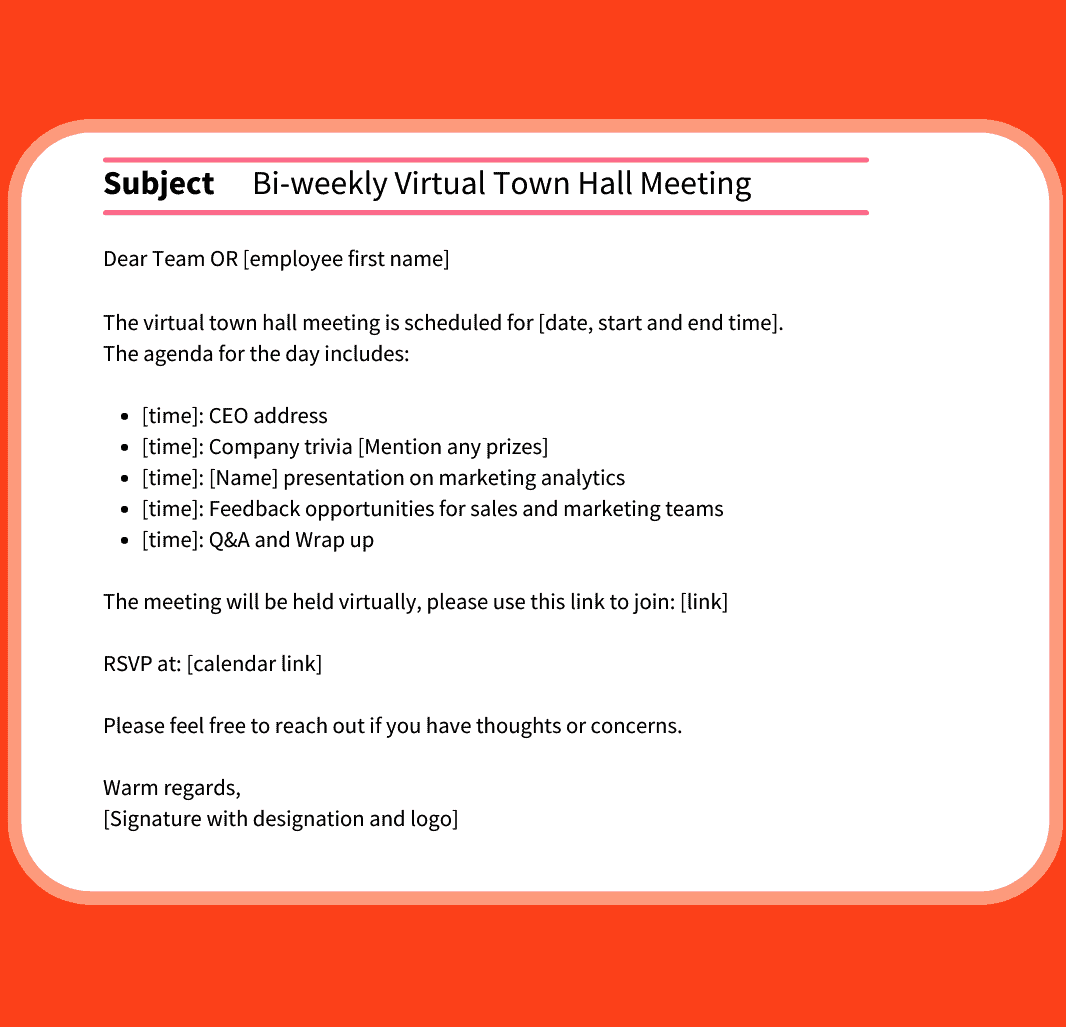 Sample email template for virtual meetings