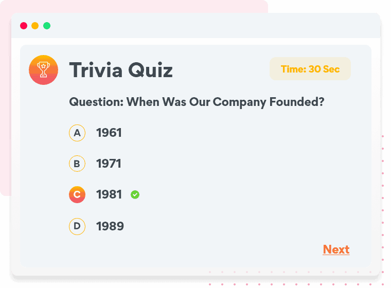 Trivia Quiz example