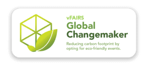 vFairs Green & Global badges identifying badge owners as a Global Changemaker
