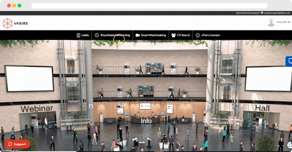 This animation shows how the Roundtable Networking feature works on the vFairs web platform