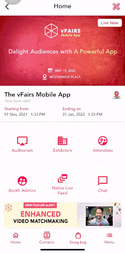This animation shows how the chat feature works on the vFairs mobile app