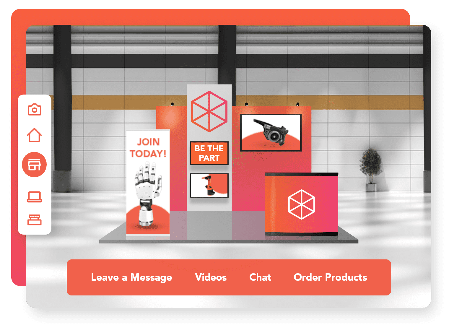 This illustration shows how a virtual trade show booth can look like