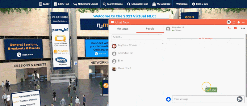 This animation shows the chat queue feature on the vFairs platform