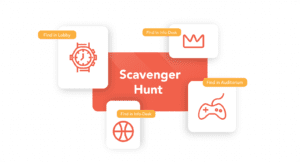 This illustration shows a list of items for the qr scavenger hunt