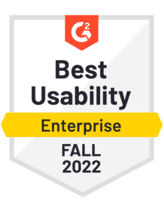 Best Usability - Enterprise badge earned by vFairs in G2 Fall 2022 Report