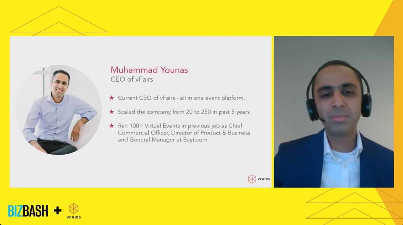 Muhammad Younas, CEO vFairs, presenting at the Bizbash Industry Innovators Summit 2022