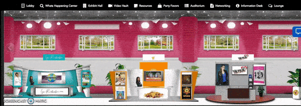 This animation shows a customized exhibit hall in the vFairs platform