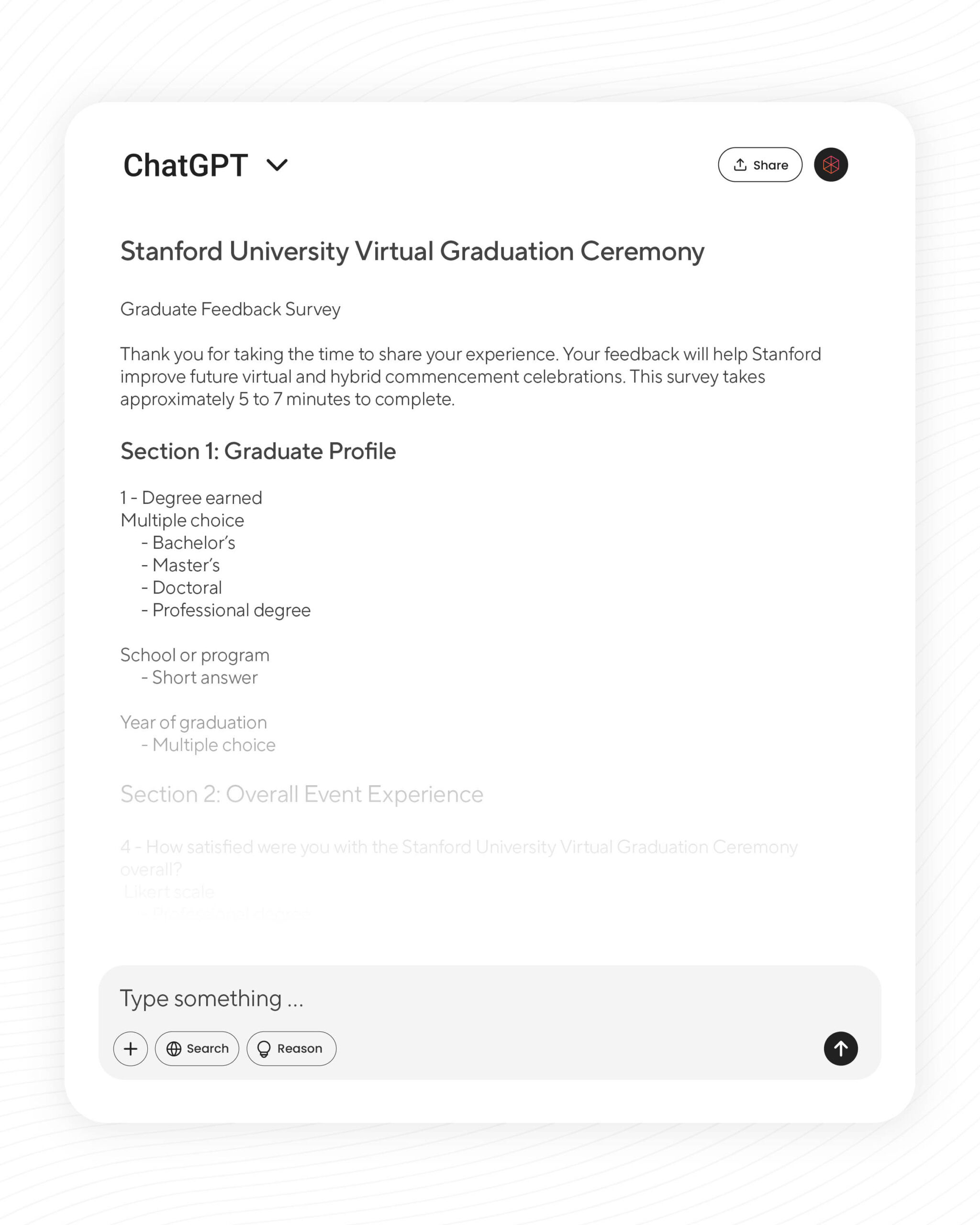 Post-event feedback survey designed by ChatGPT