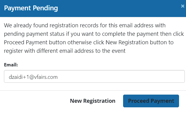 Pending payment popup