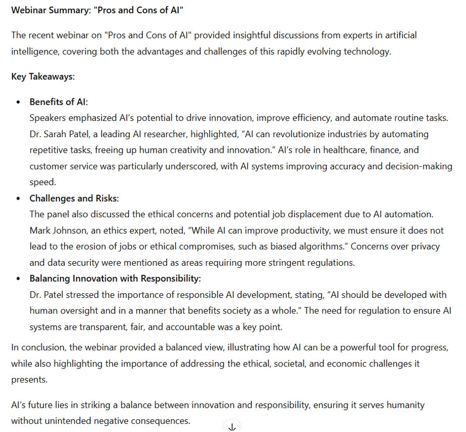 Webinar summary generated by AI