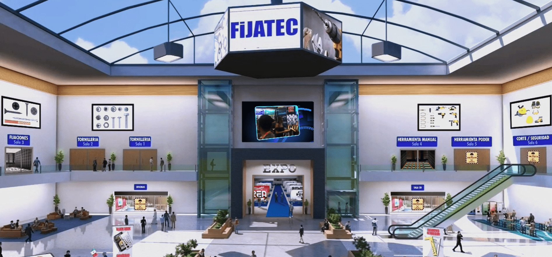 3D-designed lobby of Fijatec Virtual by vFairs