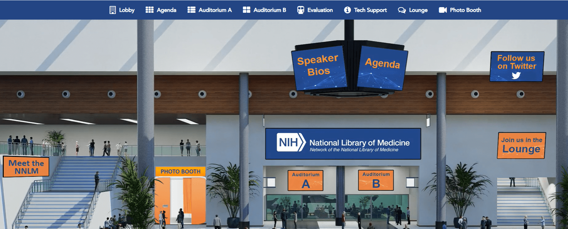 3D lobby of NNLM Virtual Symposium
