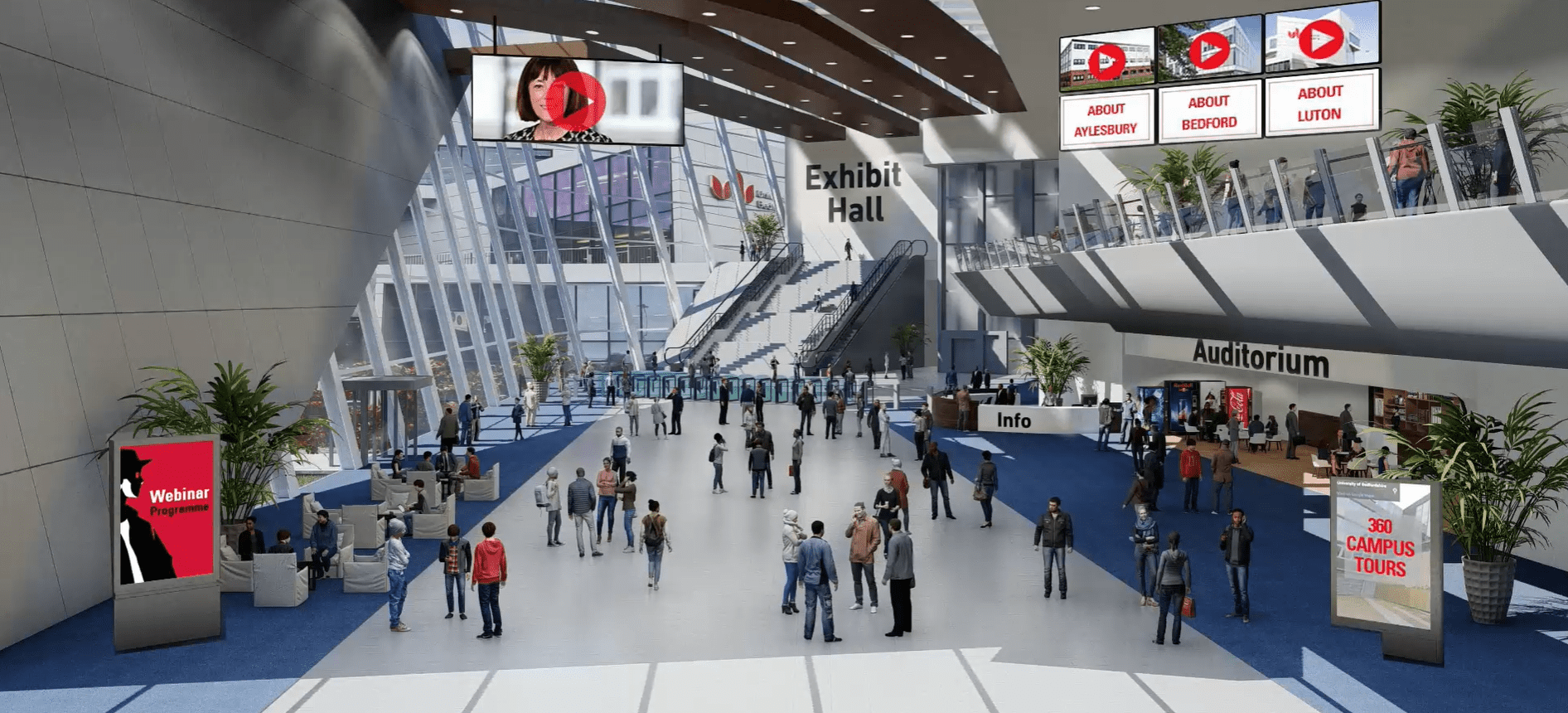 3D-designed lobby of University of Bedfordshire Open Day