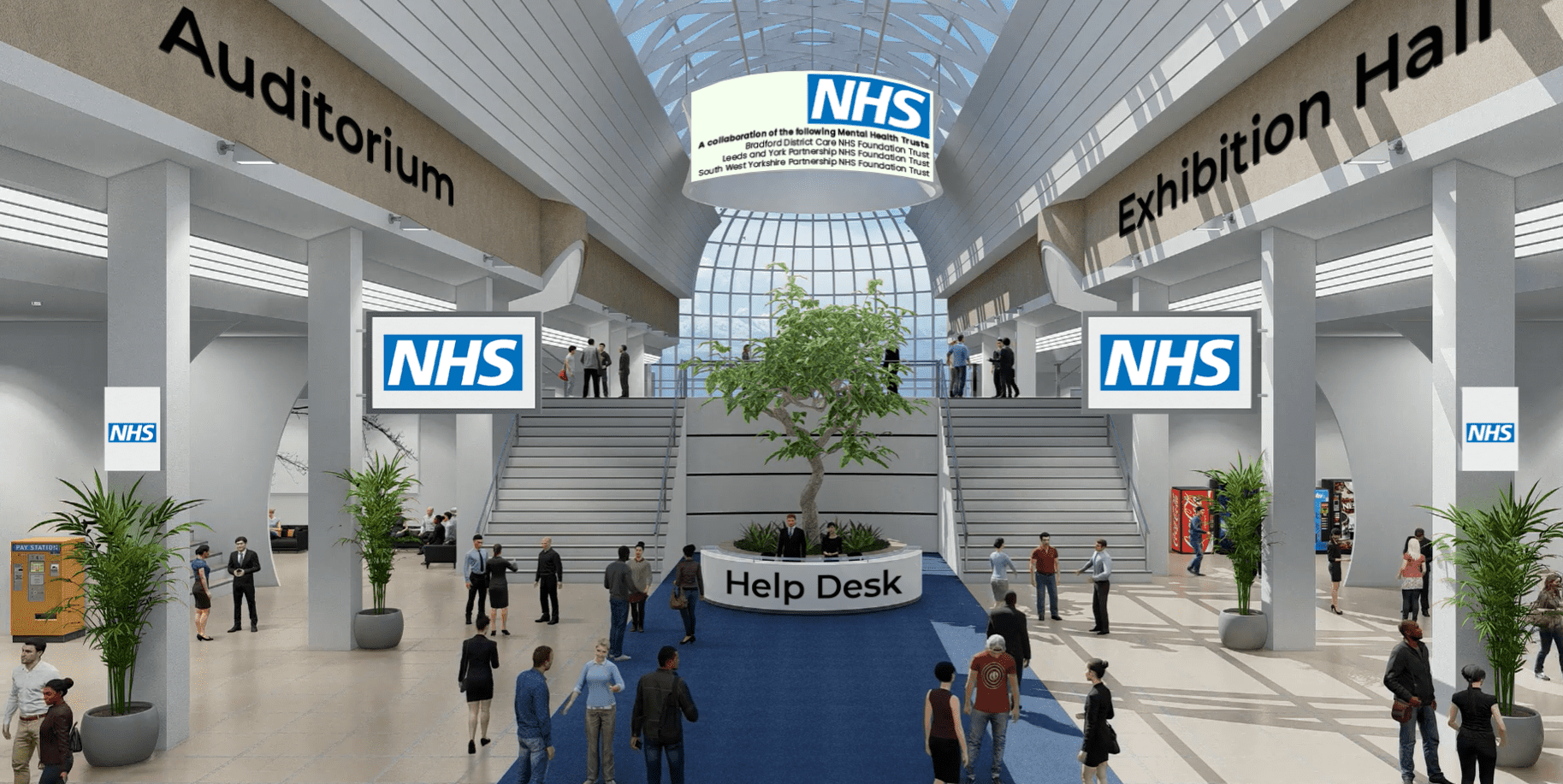 3D-designed lobby of West Yorkshire Mental Health NHS Collaborative Recruitment Day