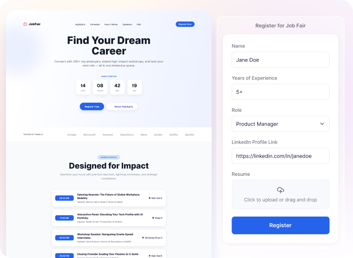 Build a Branded Fair Site That Captures Candidate Registrations and Sells Employer Booths