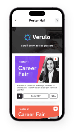an image showing sponsored Poster Hall Placement within the vFairs mobile event app