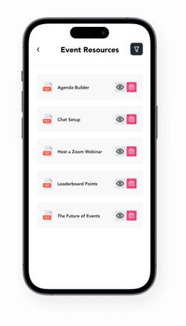 an image showing documents on the Featured Resources page within the vFairs mobile event app