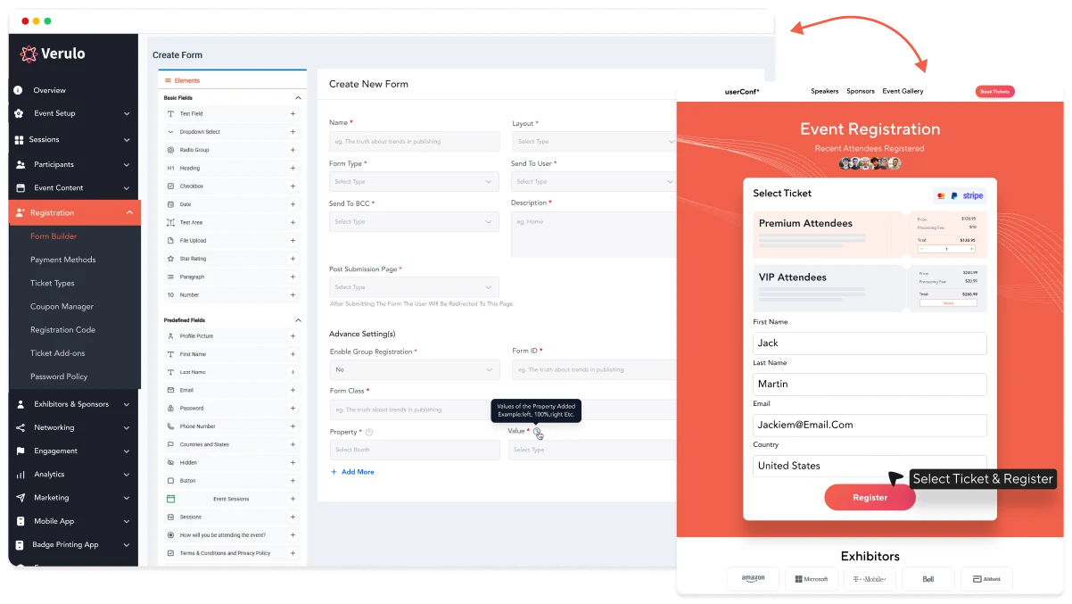 Event registration form for collecting first-party data