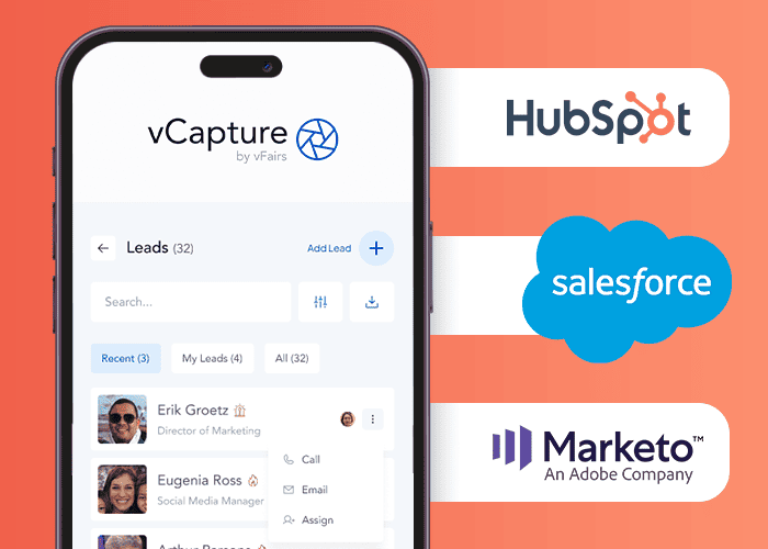vFairs lead capture app syncs data with CRMs and Martech solutions