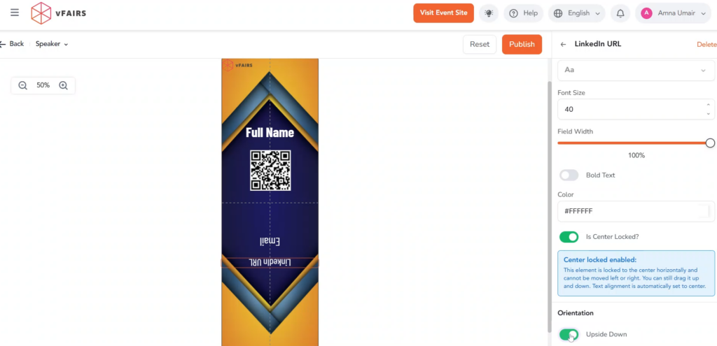 Double-sided event badge design