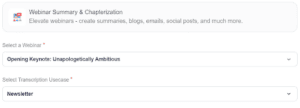 Vfairs webinar summary and chapterization tool to create newsletters