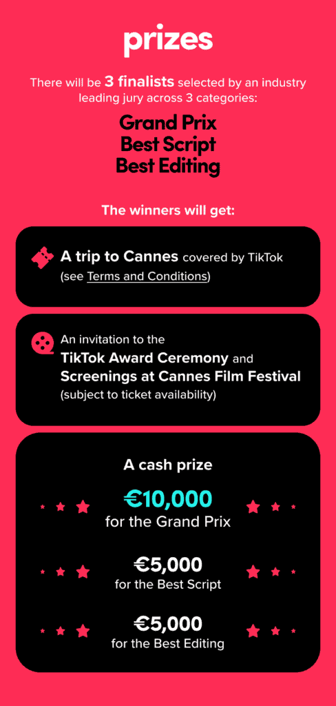 Tiktok contest announcement with cash prizes mentioned