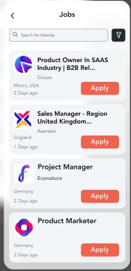 job listings in vfairs mobile app