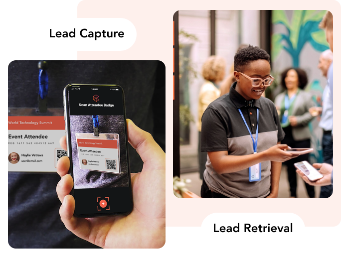 Event organizer using lead capture and retrieval app